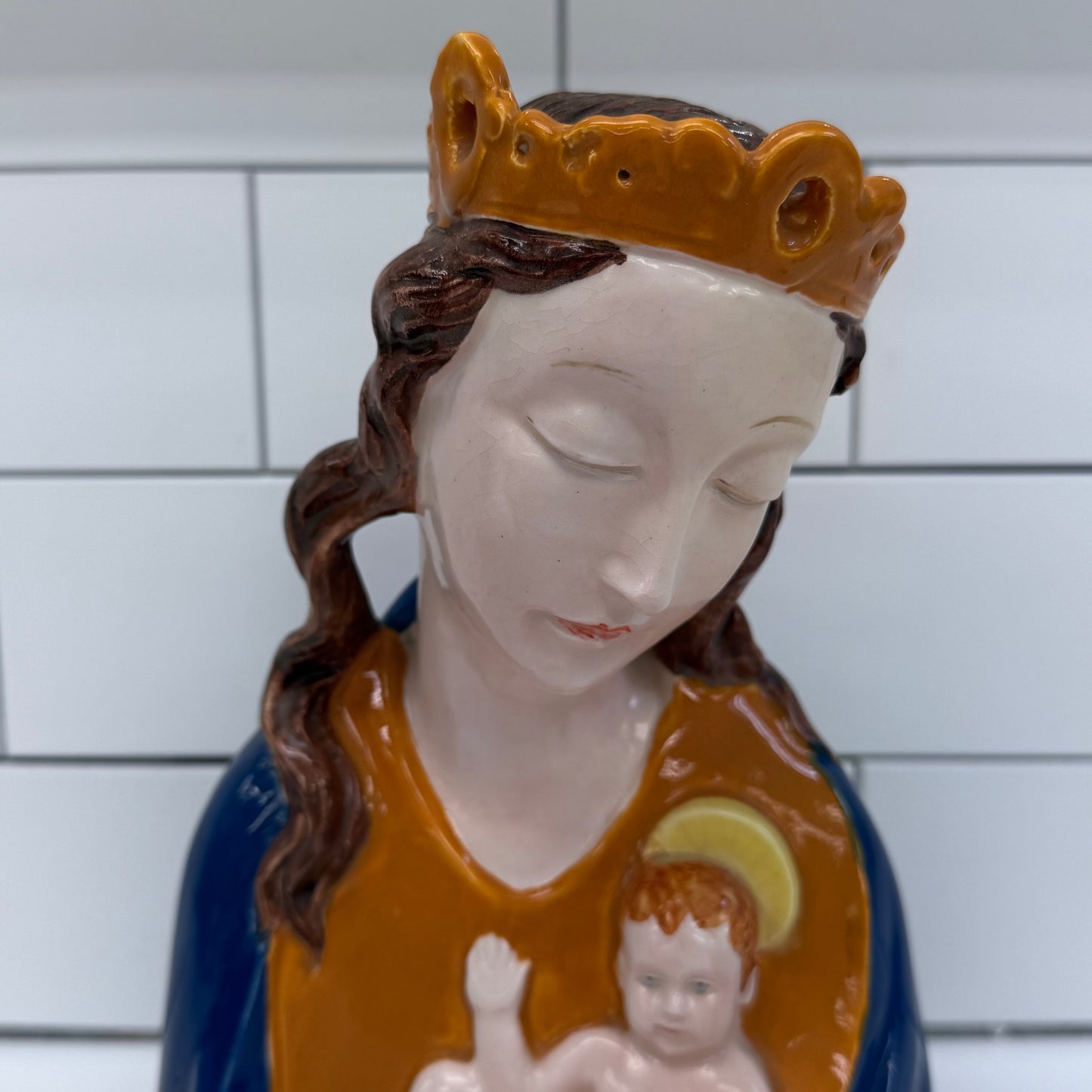 Virgin Mary and Jesus Figurine, Porcelain