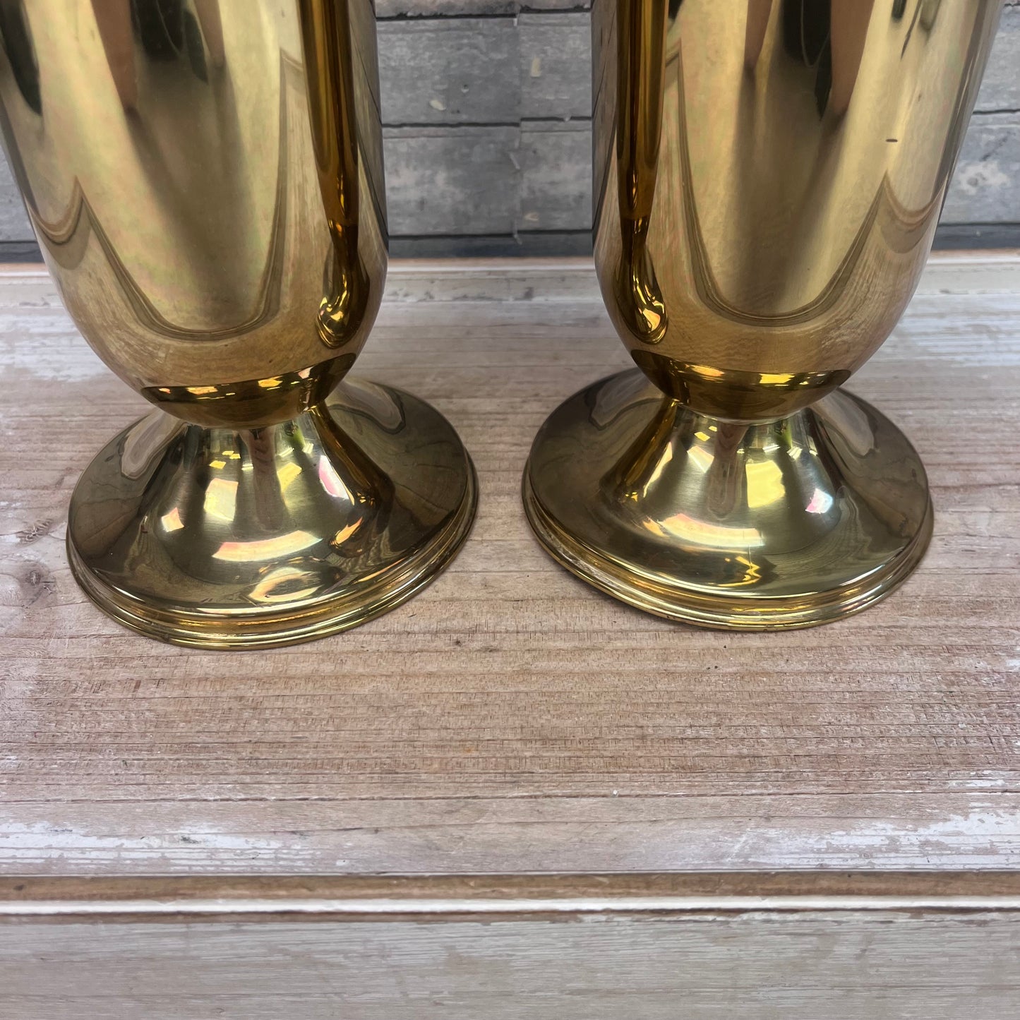 Solid Brass Vases, Set of 2