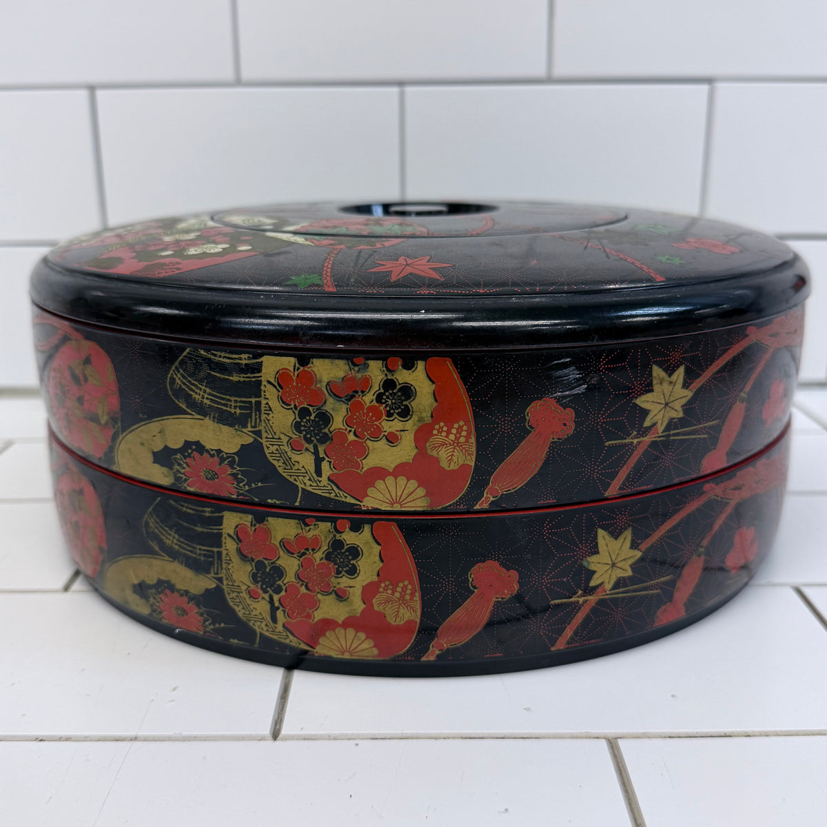Japanese Lacquer-Style Stacking Serving Set Plates & Trays