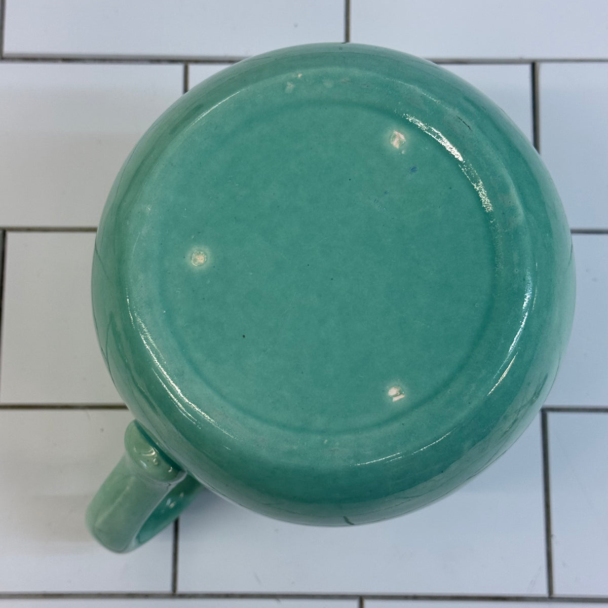 Russel Wright Style Seafoam Green Ceramic Covered Pitcher