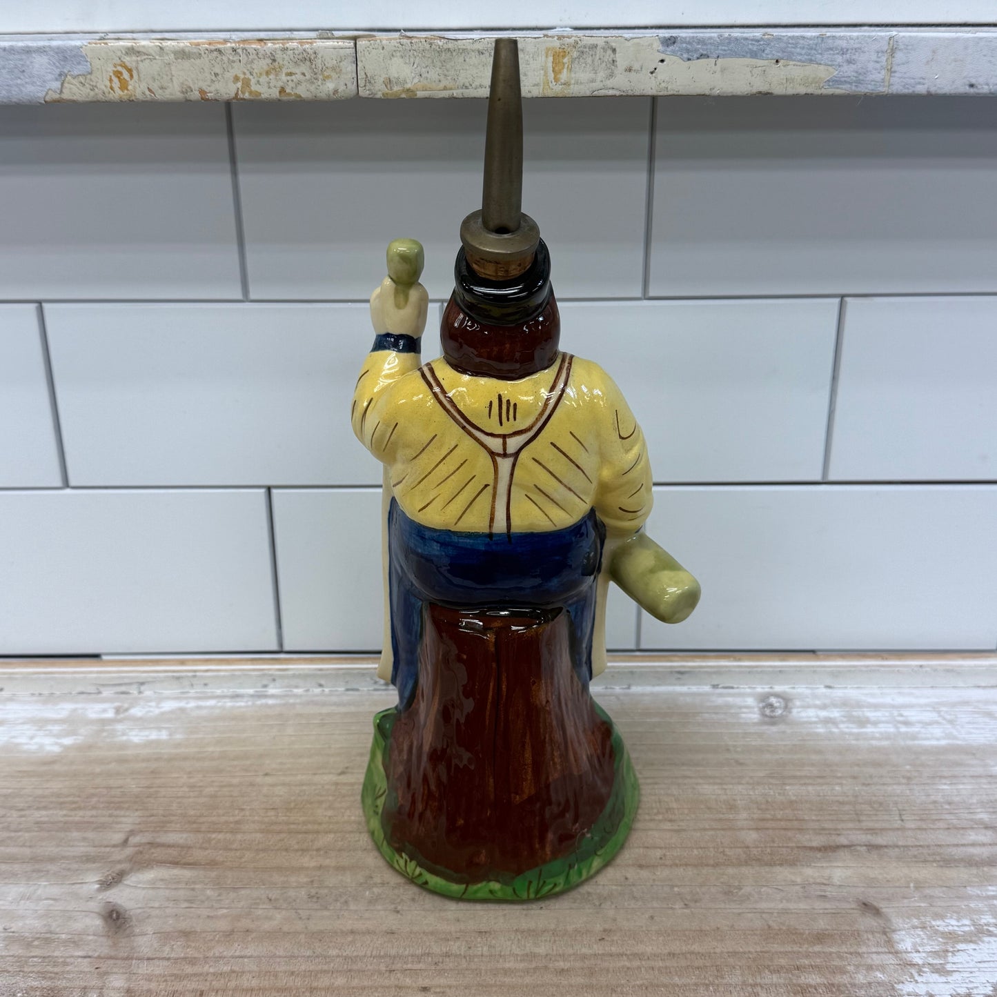 German Figural Decanter, Rare Ceramic Hand Painted