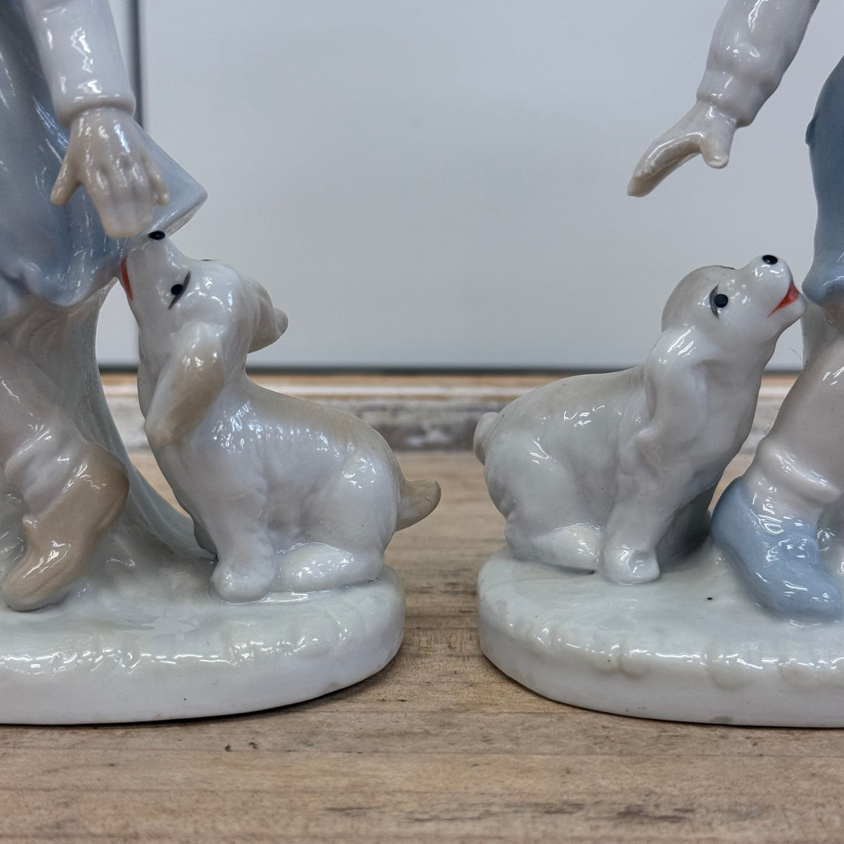 KPM Boy & Girl with Puppies Figurines Set of 2