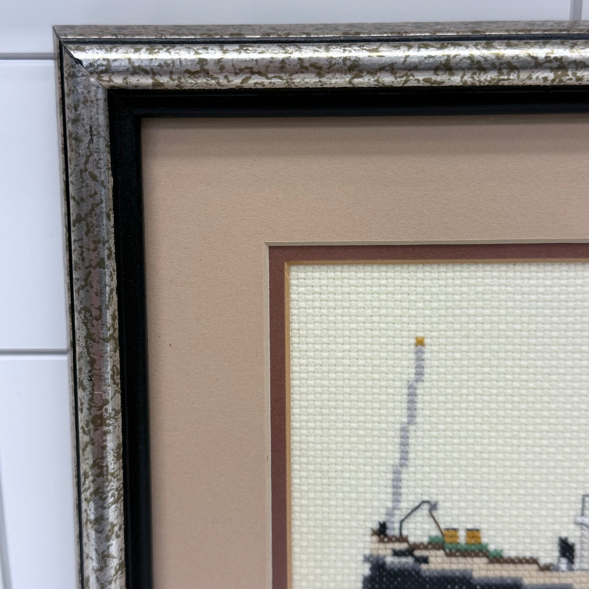 Tugboat Dorothy Newport News Framed Cross Stitch 1979