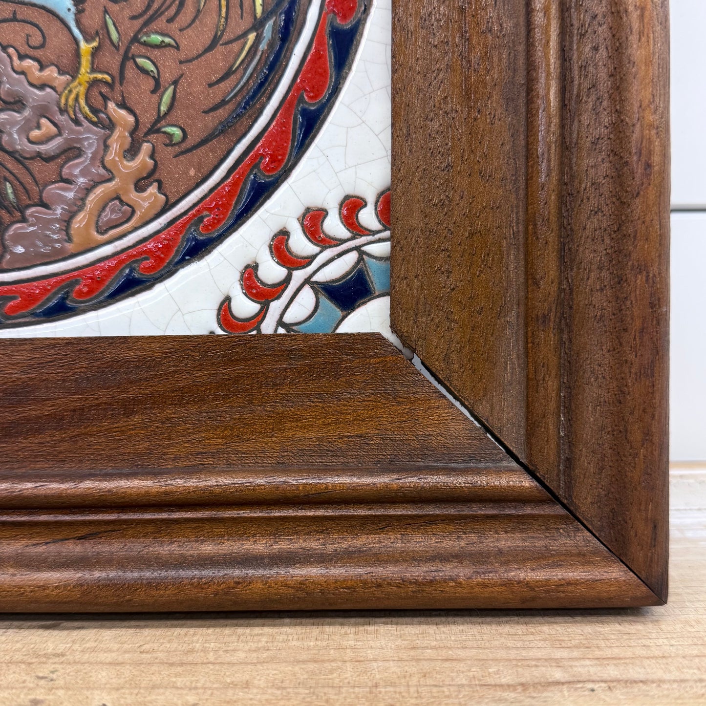 Ceramiberica Spain Framed Bird Tile, Glazed Terracotta
