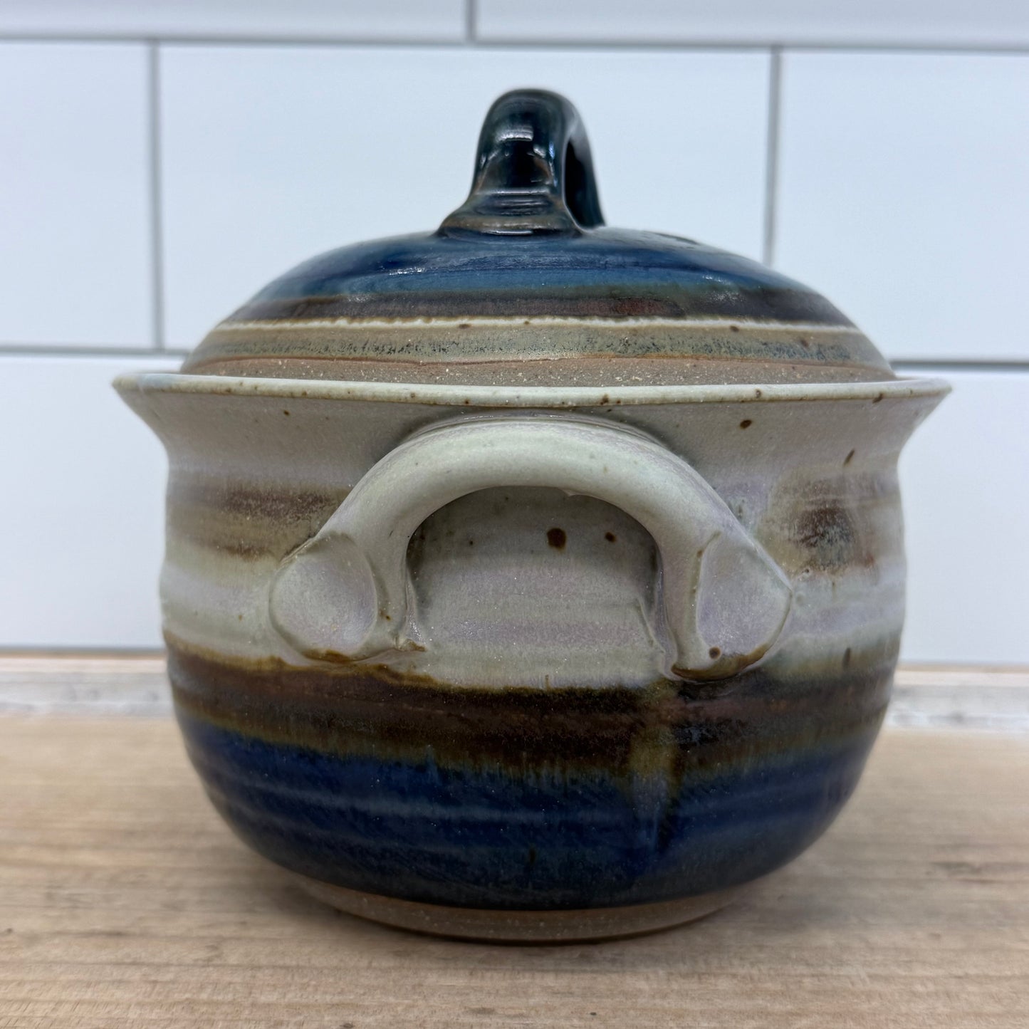 Holloman Pottery Drip Glaze Lidded Stoneware Jar