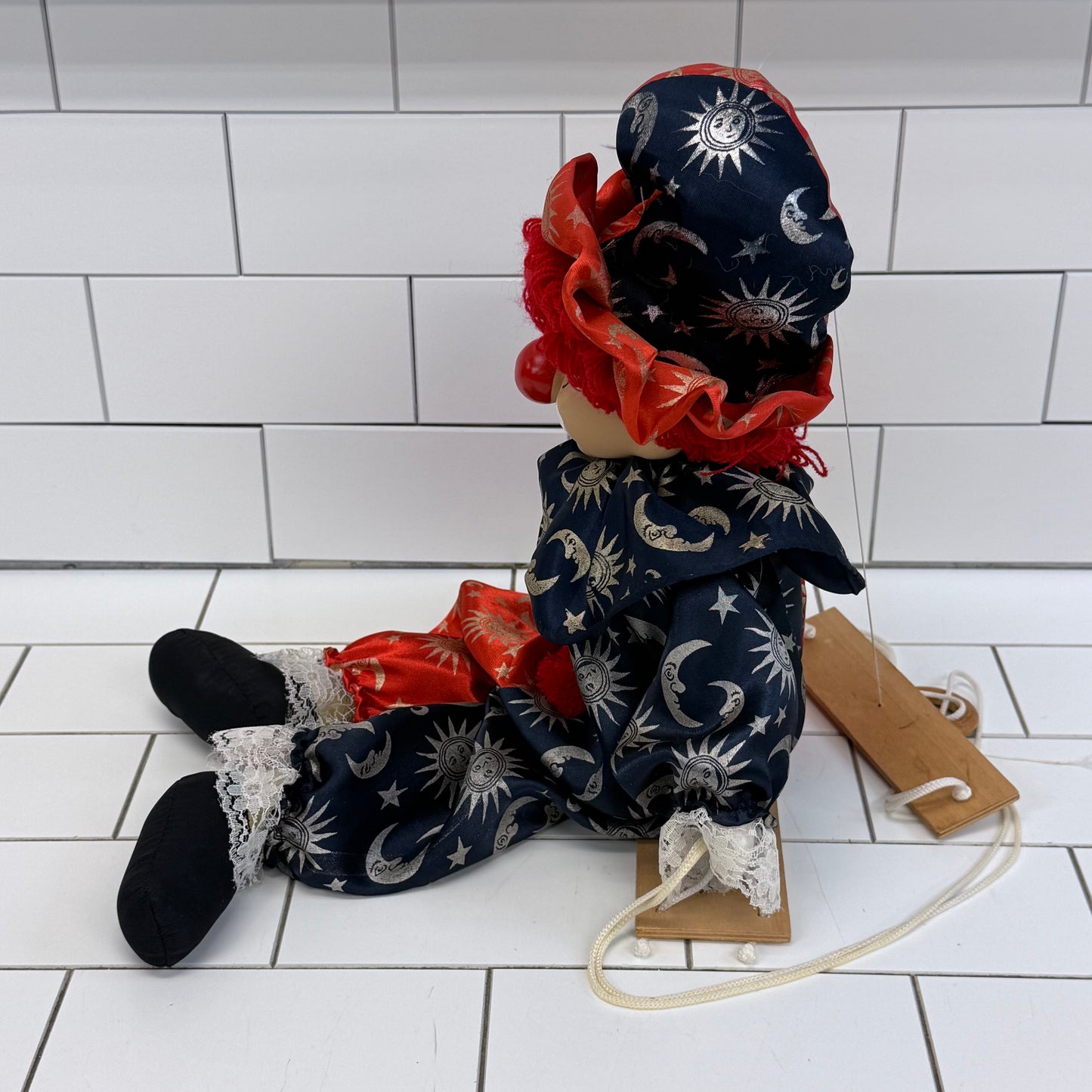 Hanging Clown Doll on Swing with Porcelain Face
