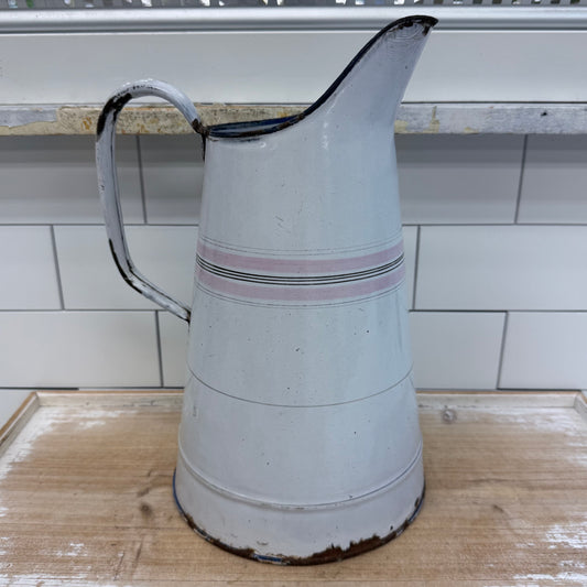 Striped Enamelware Pitcher