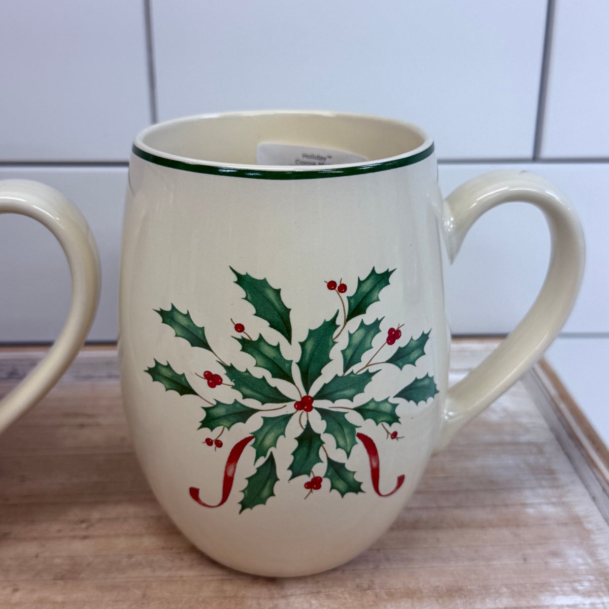 Lenox Holiday Holly Berry Cocoa Mugs Set of 2
