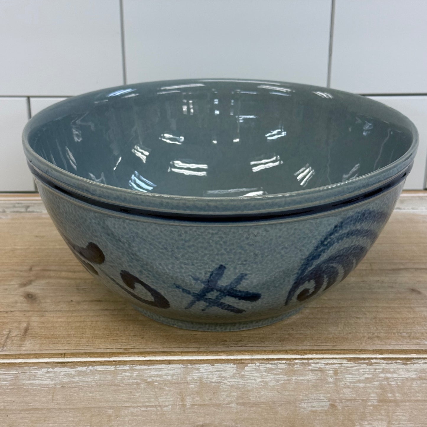 Studio Art Pottery Blue Gray Stoneware Bowl