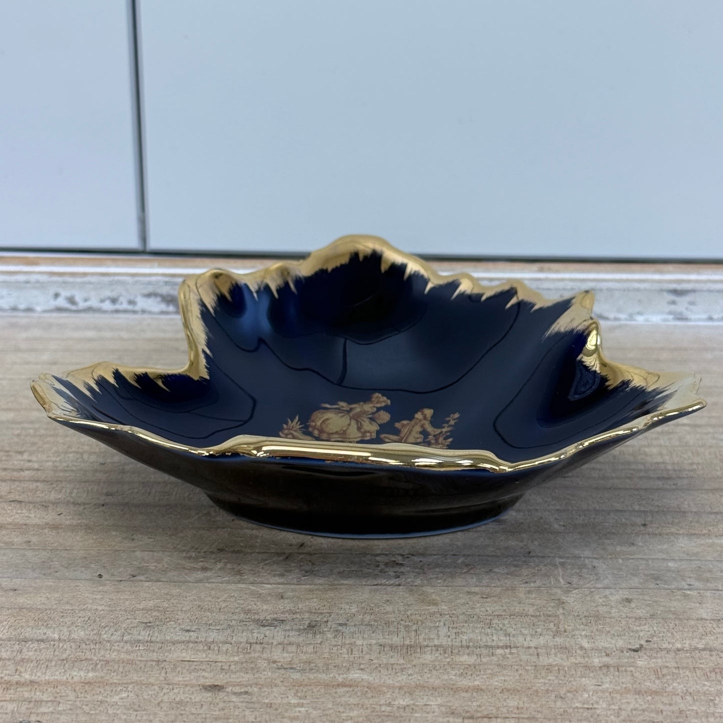 Limoges Castel France Cobalt Blue Porcelain Bell & Dish Set