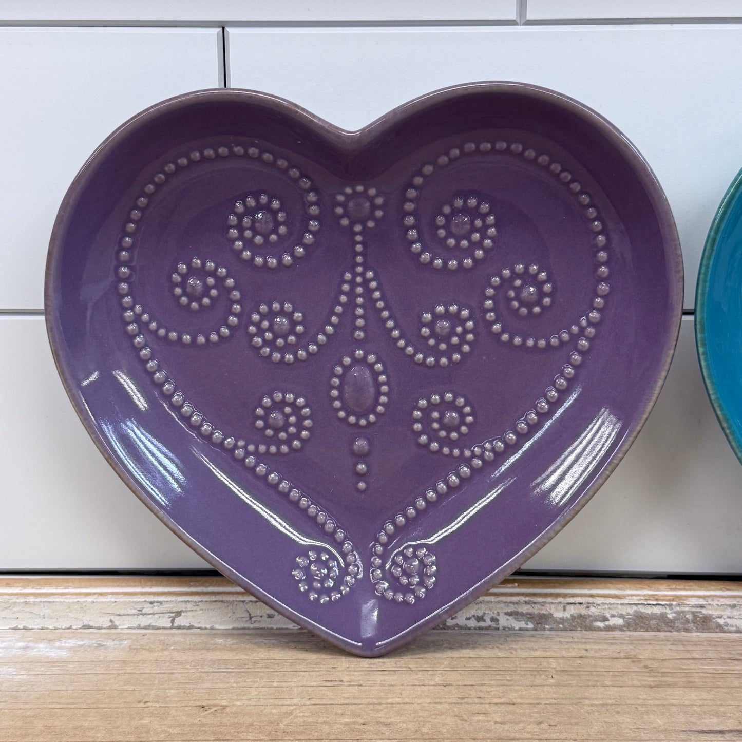 Lenox French Perle Heart Shaped Dishes Purple Blue Set of 2