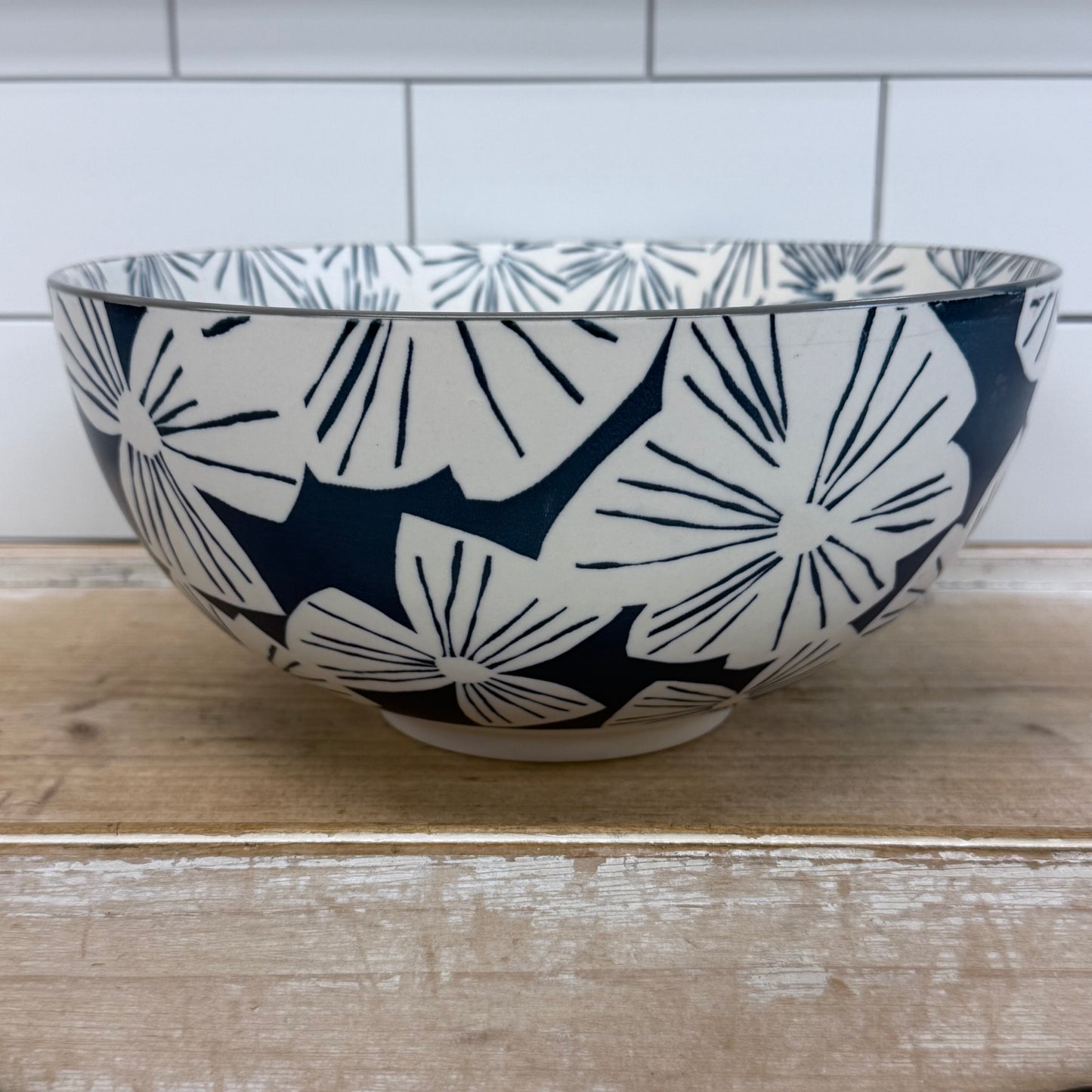 Crate & Barrel Mai Floral Ceramic Serving Bowl