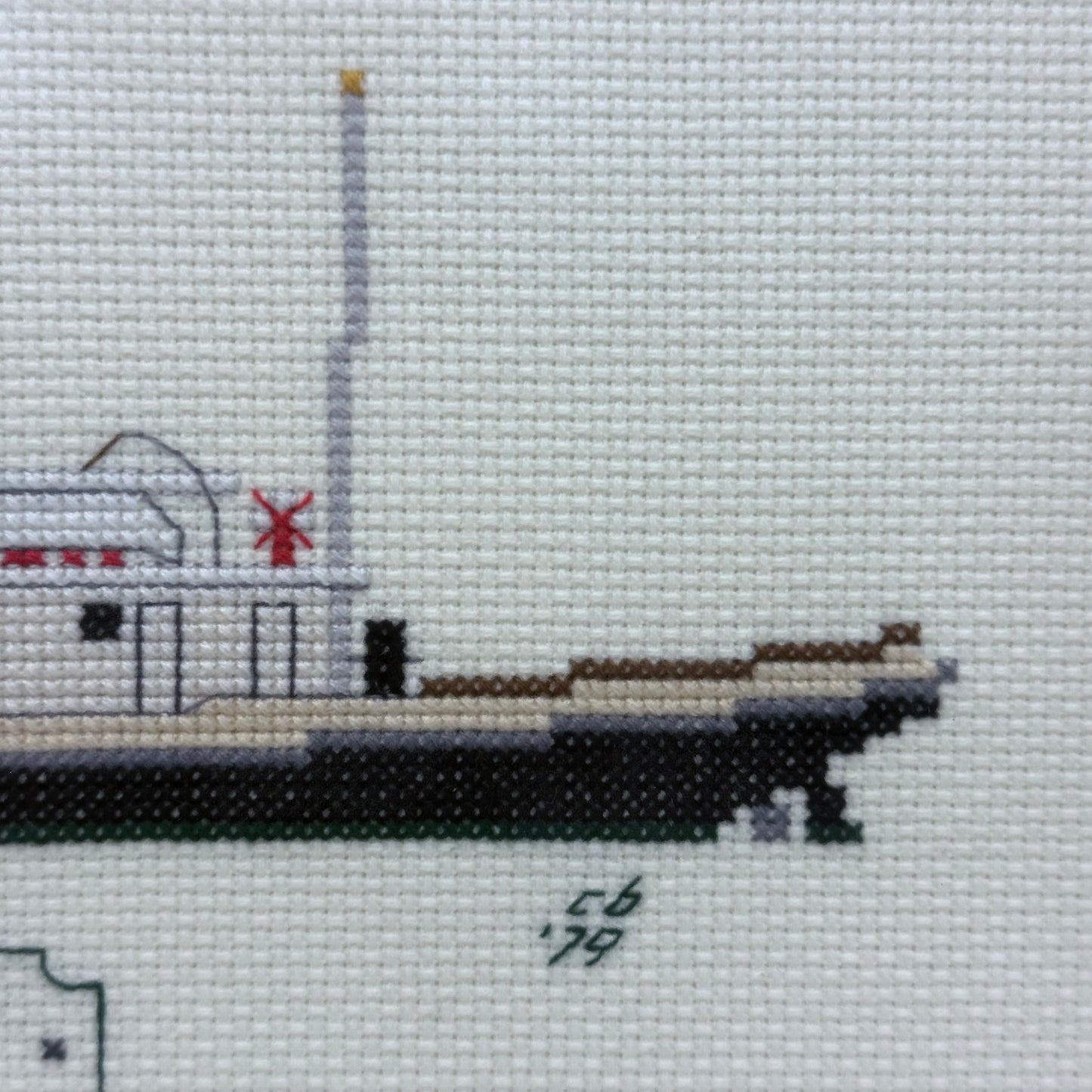 Tugboat Dorothy Newport News Framed Cross Stitch 1979