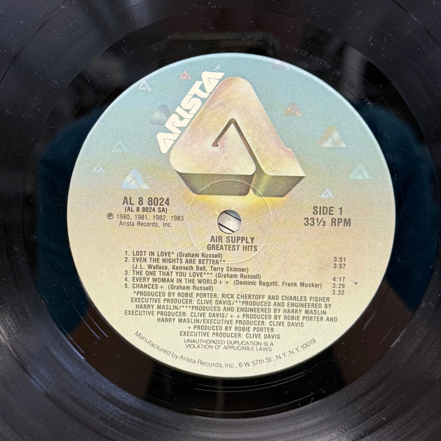 Air Supply Greatest Hits Vinyl Record LP 1983