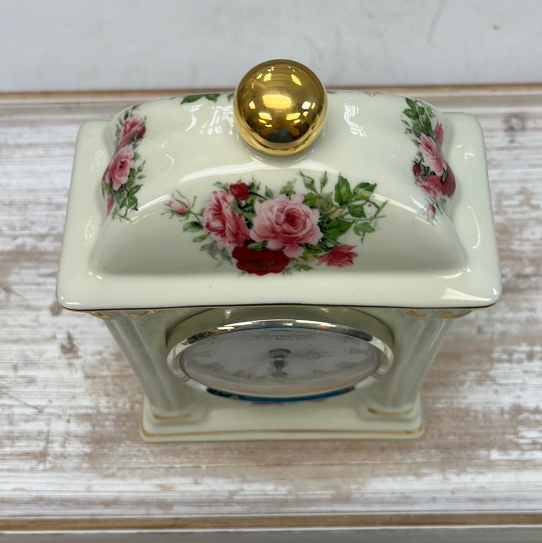 Formalities by Baum Bros. Victorian Rose Porcelain Clock