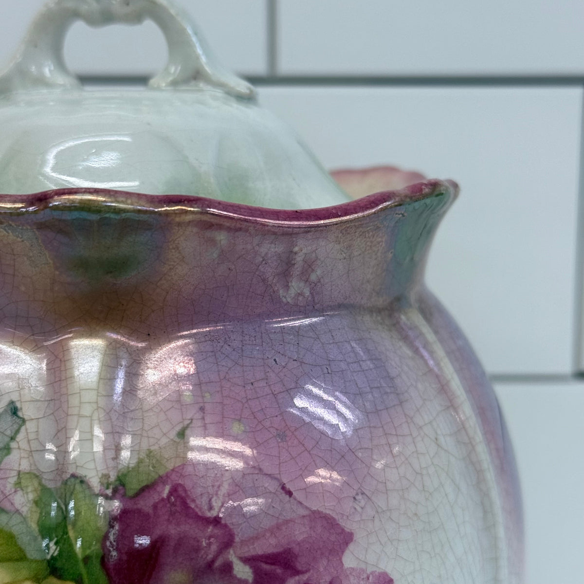 Bonn Franz Anton Mehlem Floral Biscuit Jar c.1890s