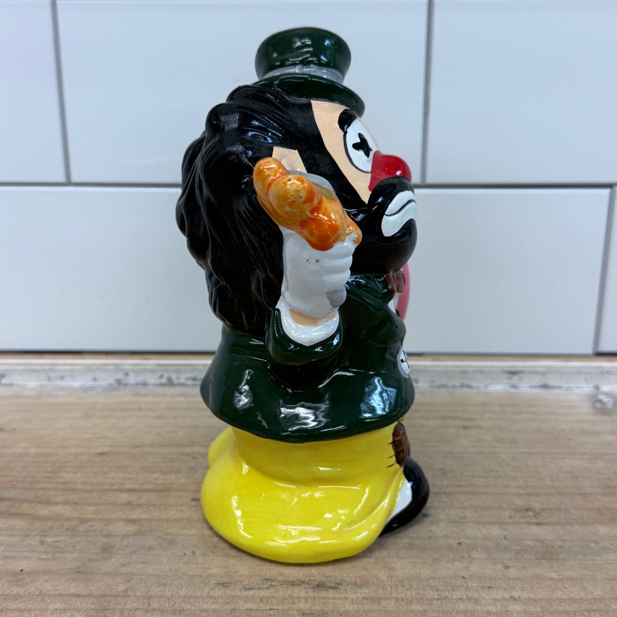 Vintage Ceramic Hobo Clown Savings Coin Bank with Original Box