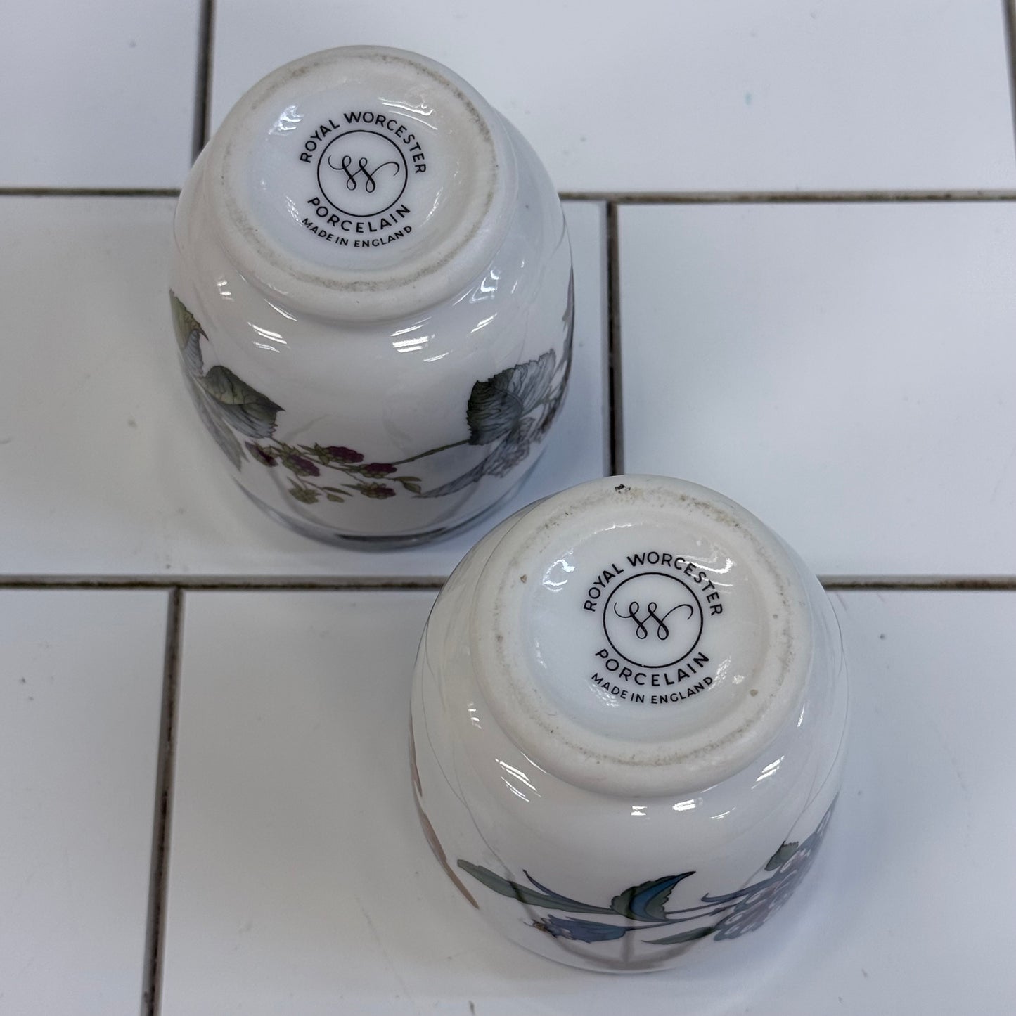 Royal Worcester Porcelain Egg Coddlers Set of 2 England 1970s