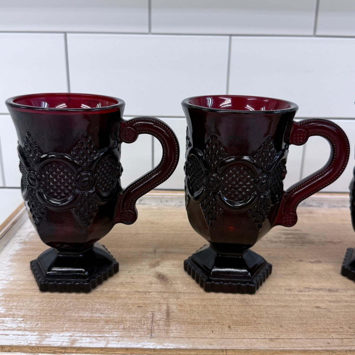 Avon Cape Cod Ruby Red Glass Mugs Set of 4