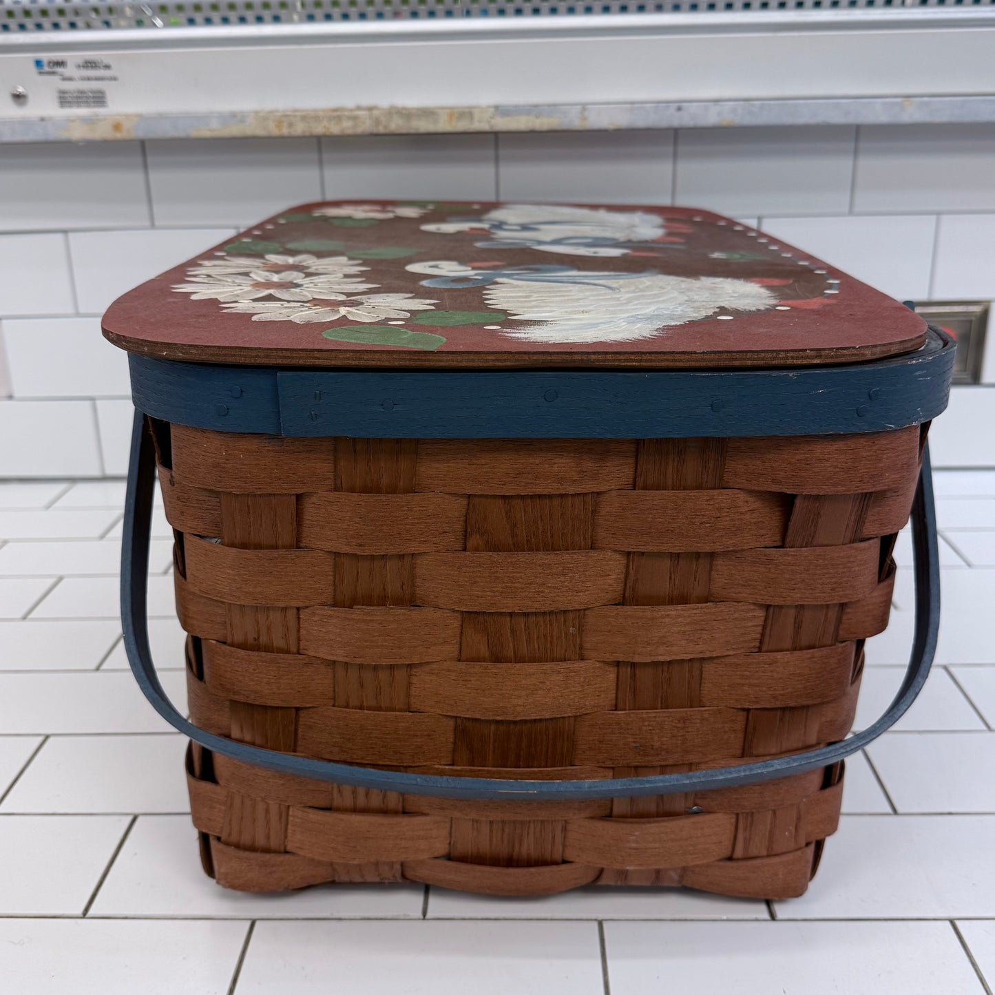 Basketville Signed Geese Picnic Basket Vermont Folk Art 1985