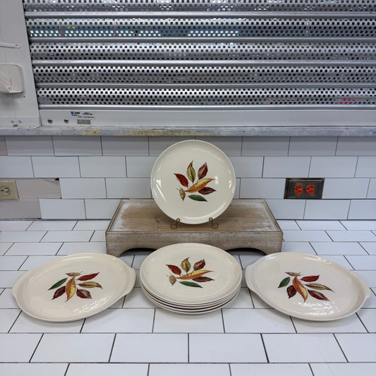 Vintage Autumn Leaf Plate Set of 8