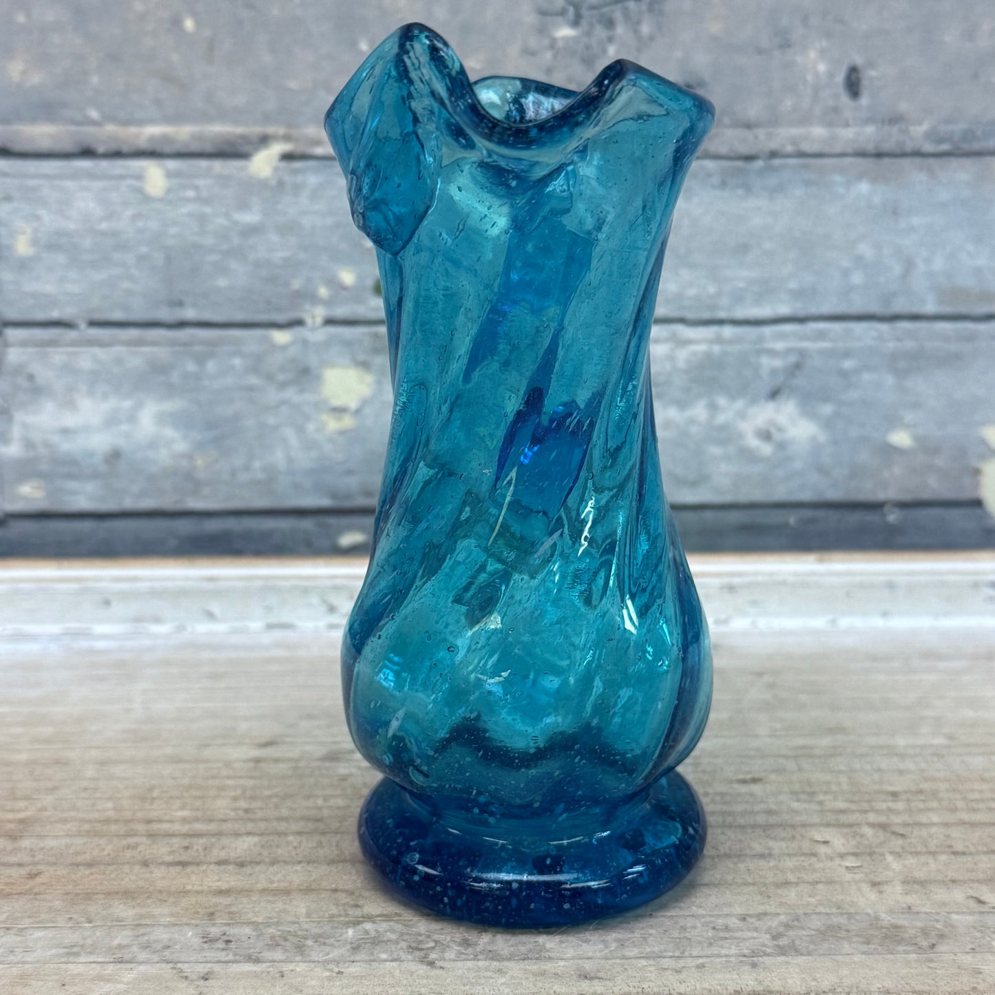 Hand Blown Seeded Swirl Glass Pitcher