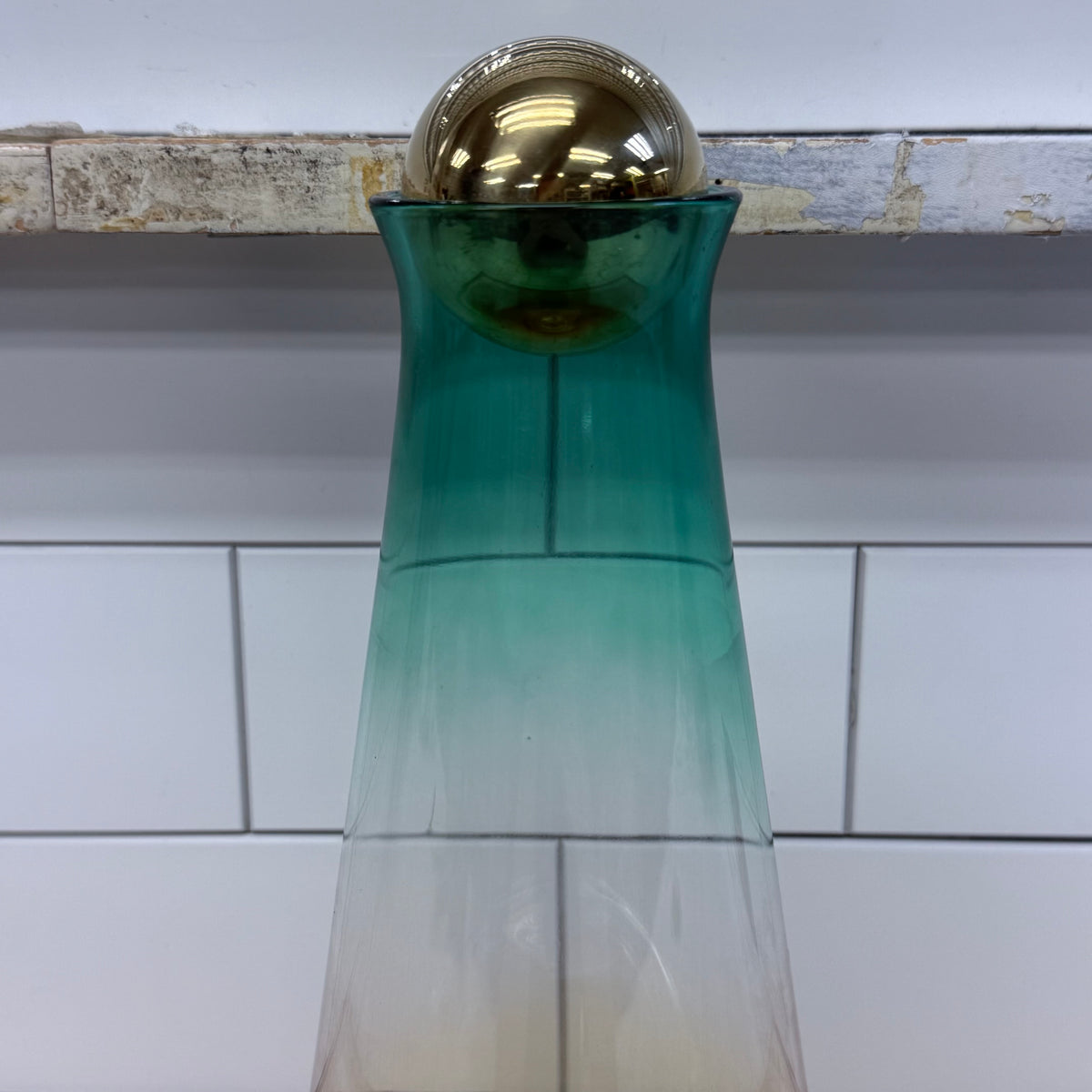 Crofton Ombré Art Glass Decanter Turquoise Amber Gold Stopper