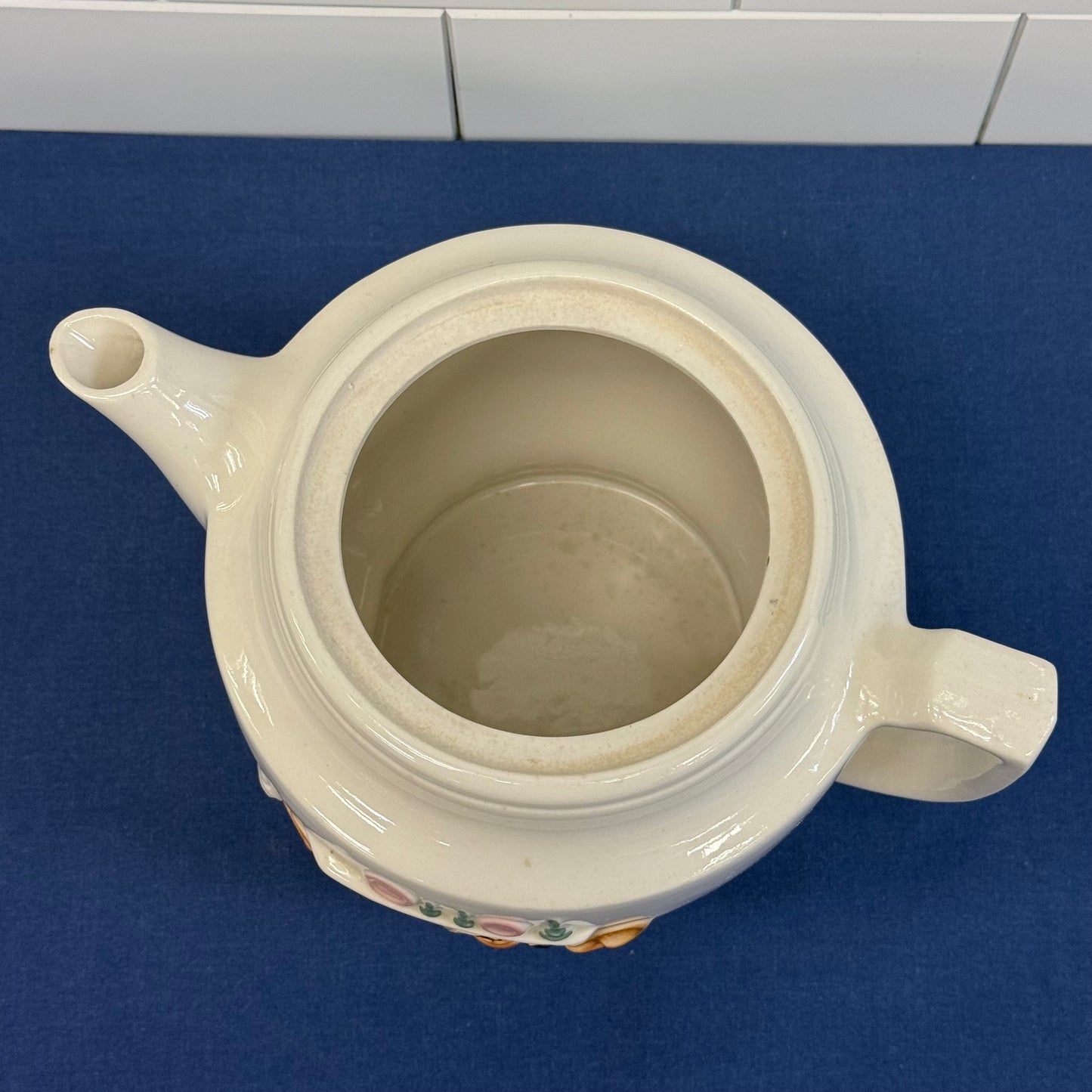 Porcelier Colonial Hearth Scene Vitreous China Teapot 1950s