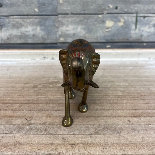 Brass Elephant Figurine, Hand Painted