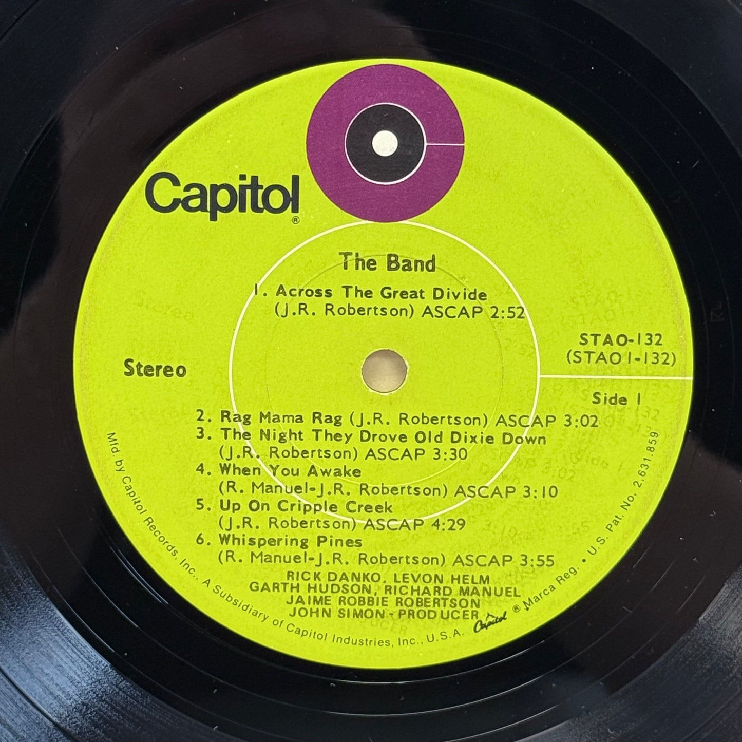 The Band The Band Vinyl LP 1969 Capitol STAO-132