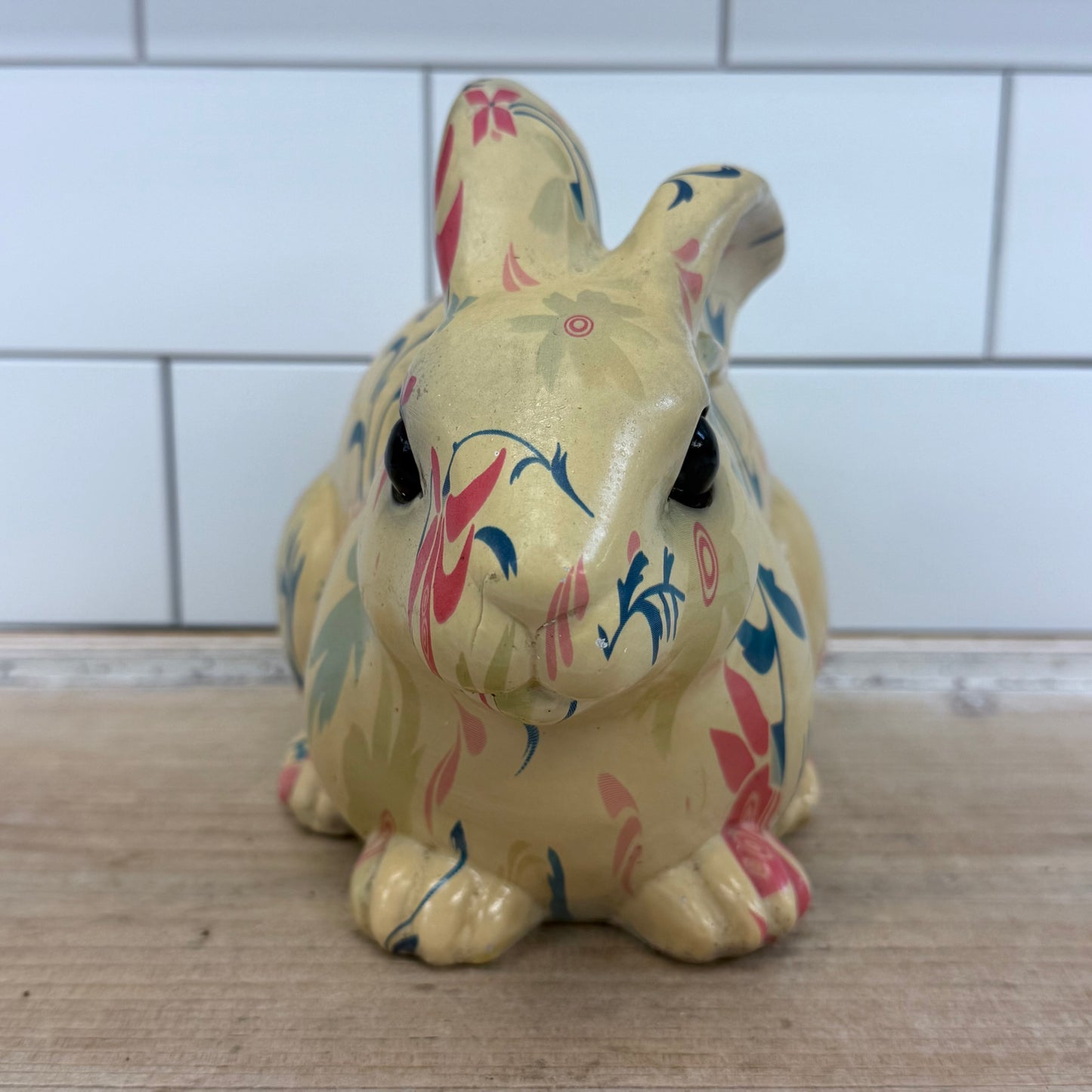Floral Pattern Ceramic Rabbit Figurine