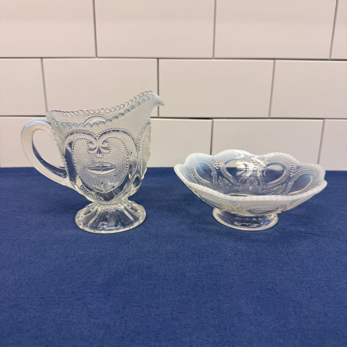 Northwood Scroll Acanthus Bowl & Adams Garfield Drape Pitcher