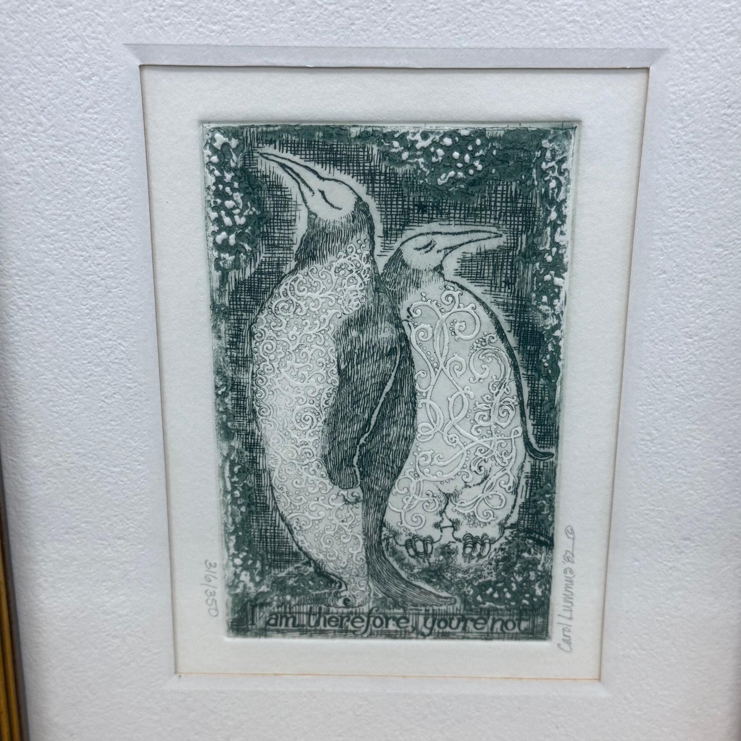 Carol Lummus I Am Therefore You're Not Rare Etching Signed 1982