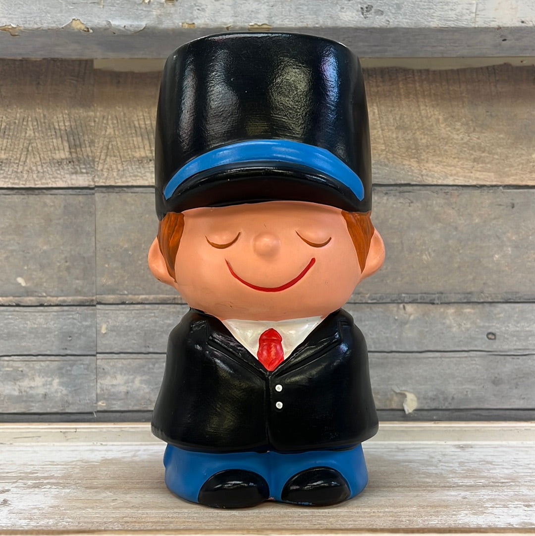 Vintage Handpainted Man in Uniform Coin Bank