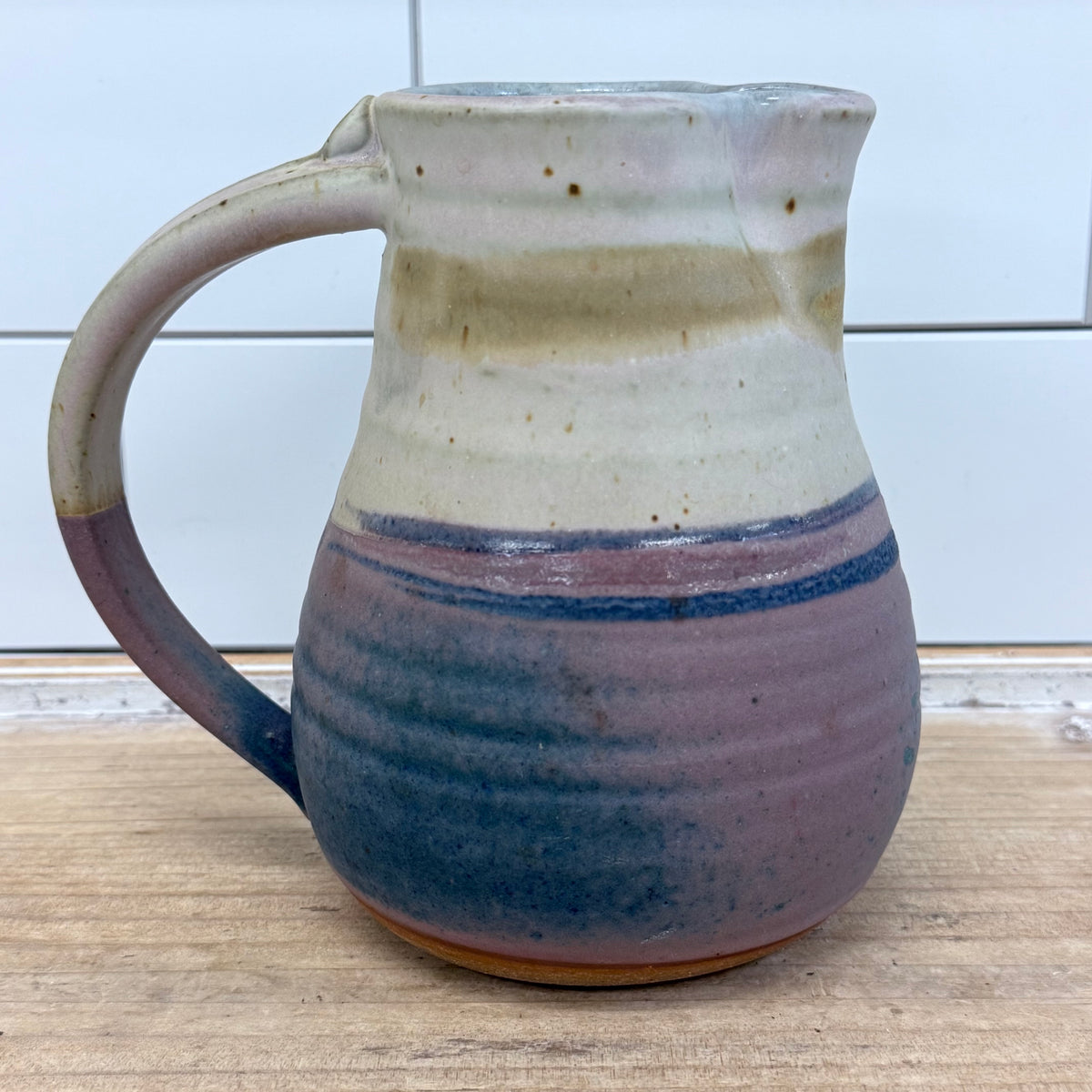 Holloman Signed Studio Pottery Stoneware Pitcher 1980s