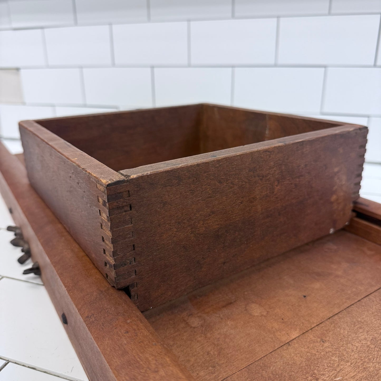 Antique Kraut Cutter Cabbage Slicer with Collection Box