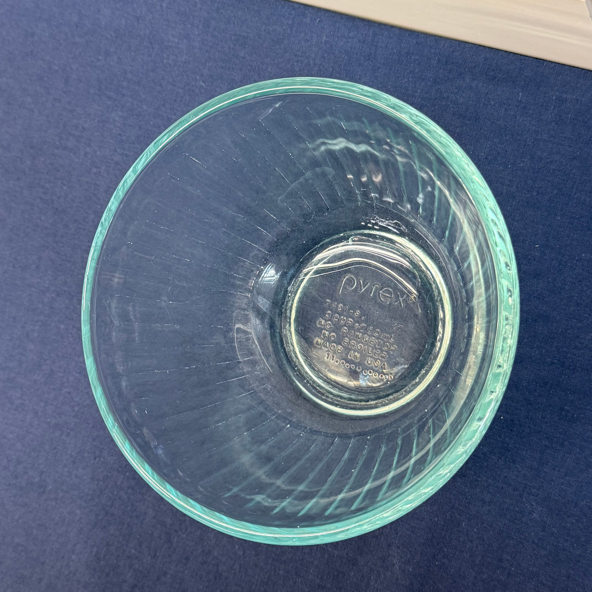 Pyrex Aqua Ribbed Mixing Bowls Set of 4 Vintage 1990s