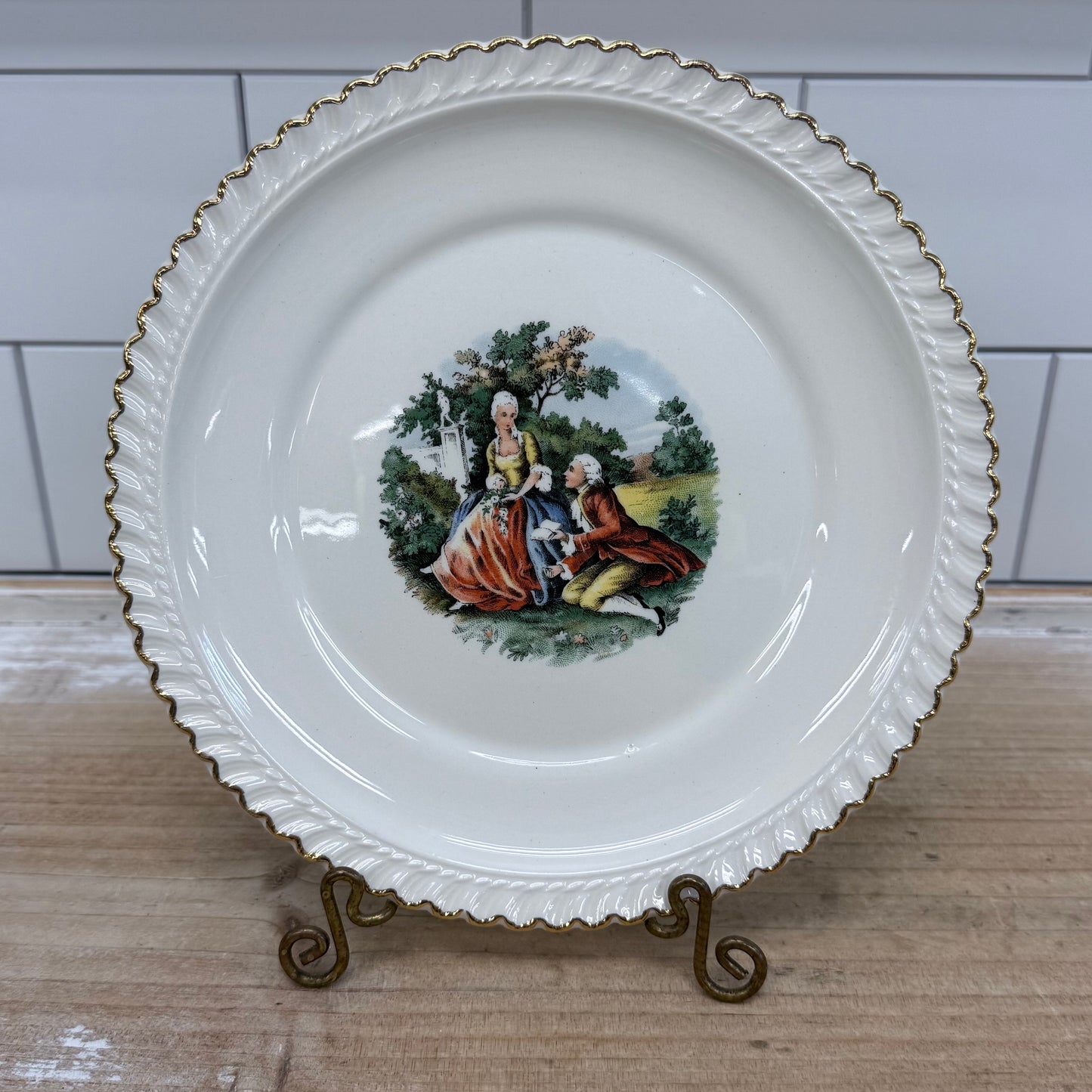 Harker Pottery Courting Couple Plate & Cake Serve Set