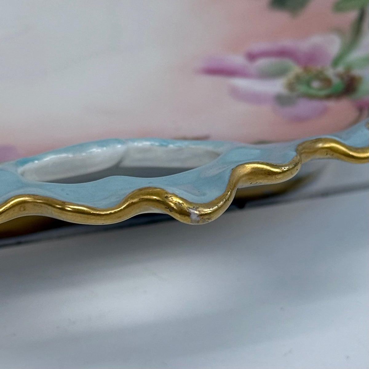 Antique Fürstenberg Brunswick Floral Porcelain Tray Gilt 1920s