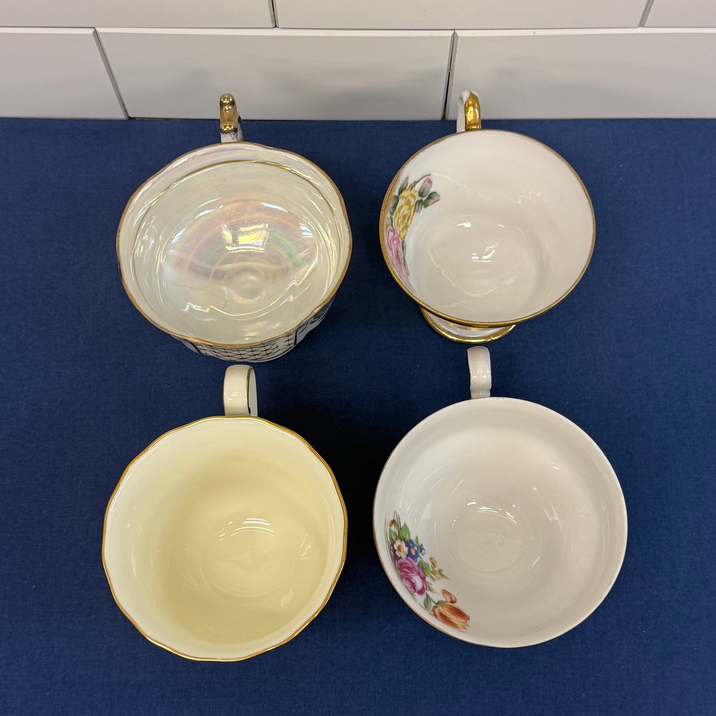 Bone China Teacup & Saucer Lot of 4 Vintage c.1950s-1970s