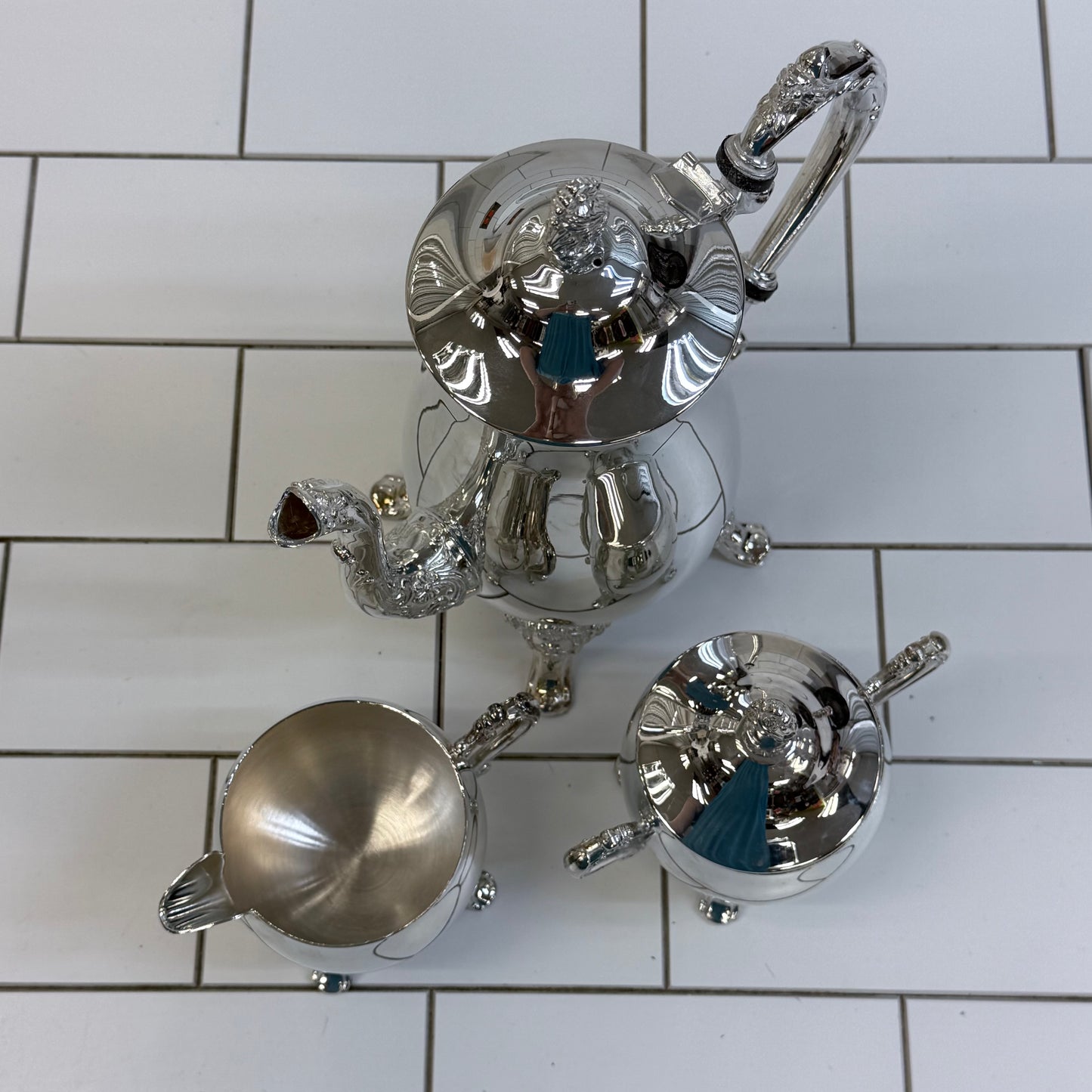 Vintage Silverplate Coffee Tea Service Set with Tray Box