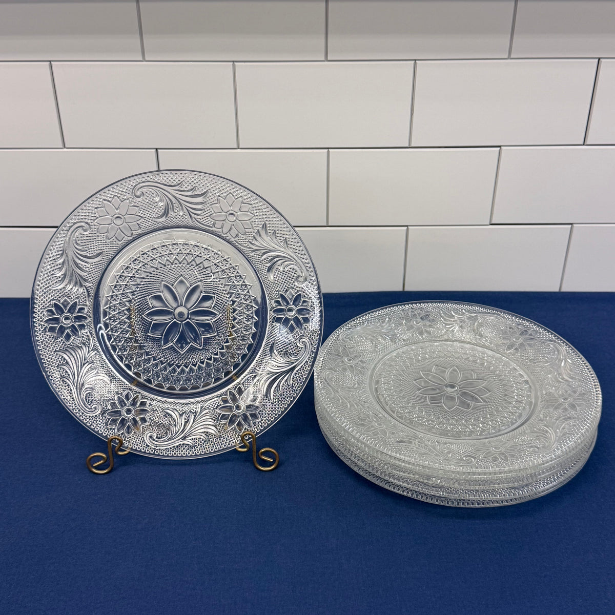 Indiana Glass Sandwich Clear Vintage Luncheon Plates