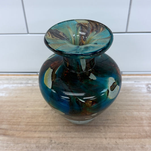 Mdina Style Vase, Hand Blown Art Glass