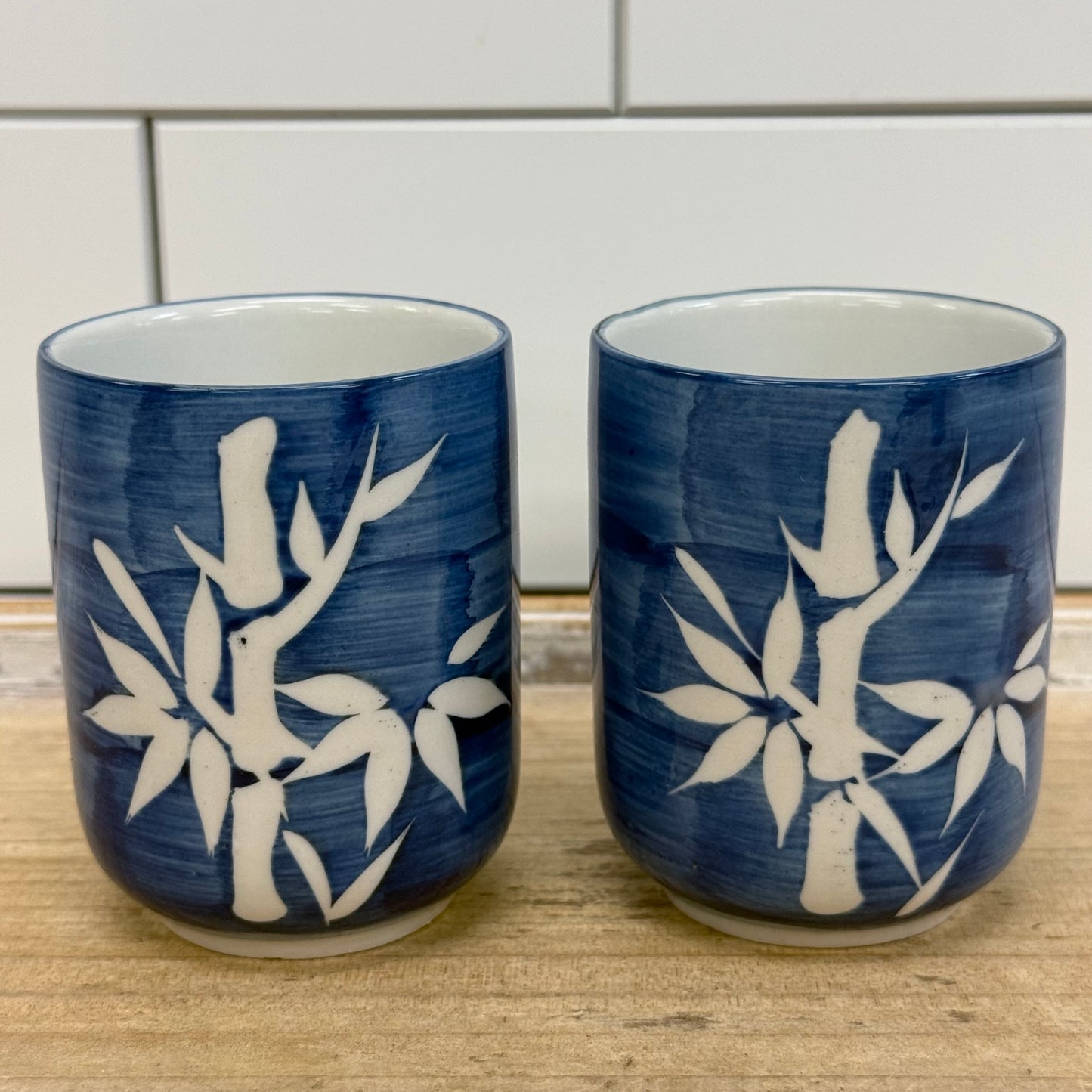 Blue Bamboo Porcelain Teapot Tea Set with Infuser & 2 Cups