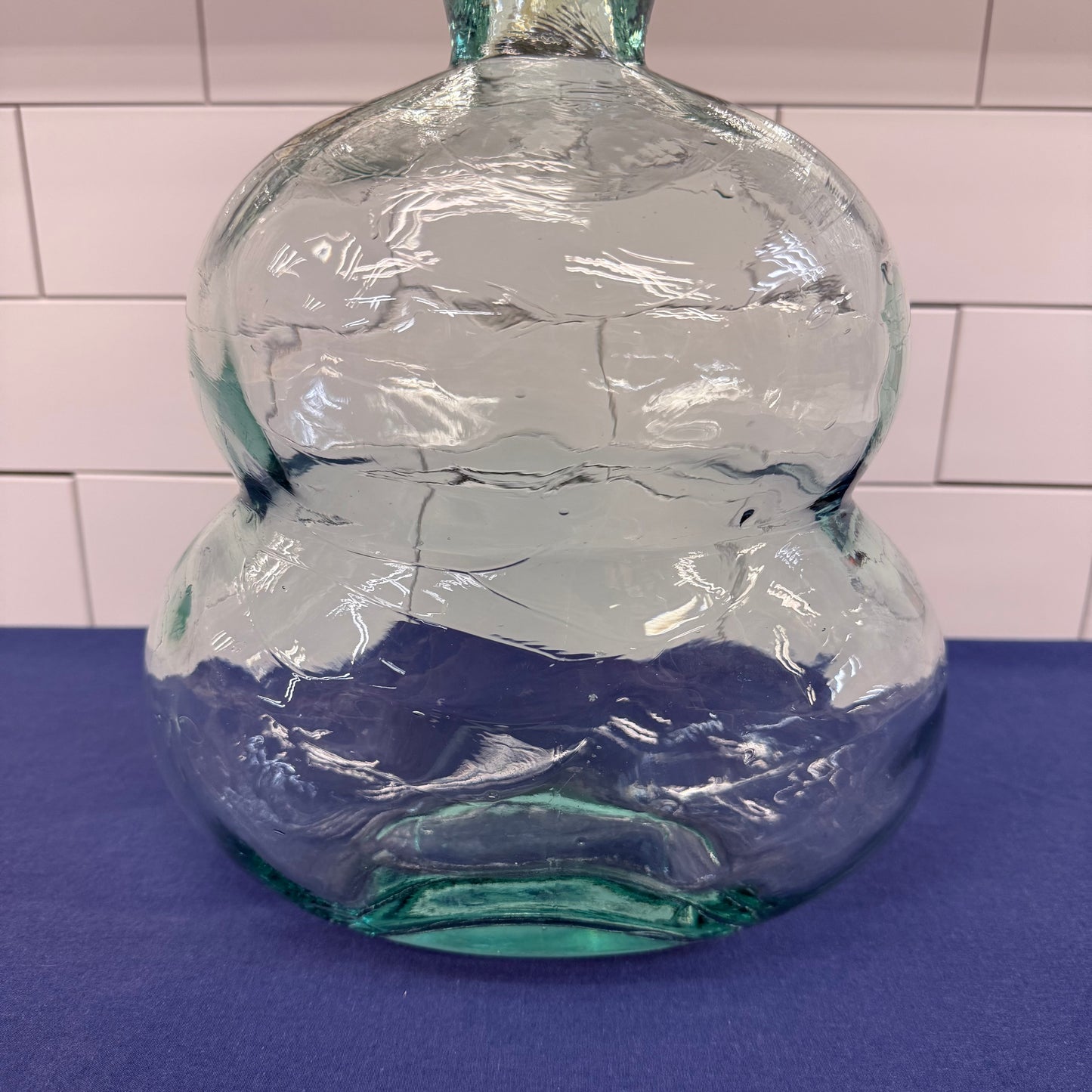Hand-Blown Recycled Glass Decanter with Cork Stopper
