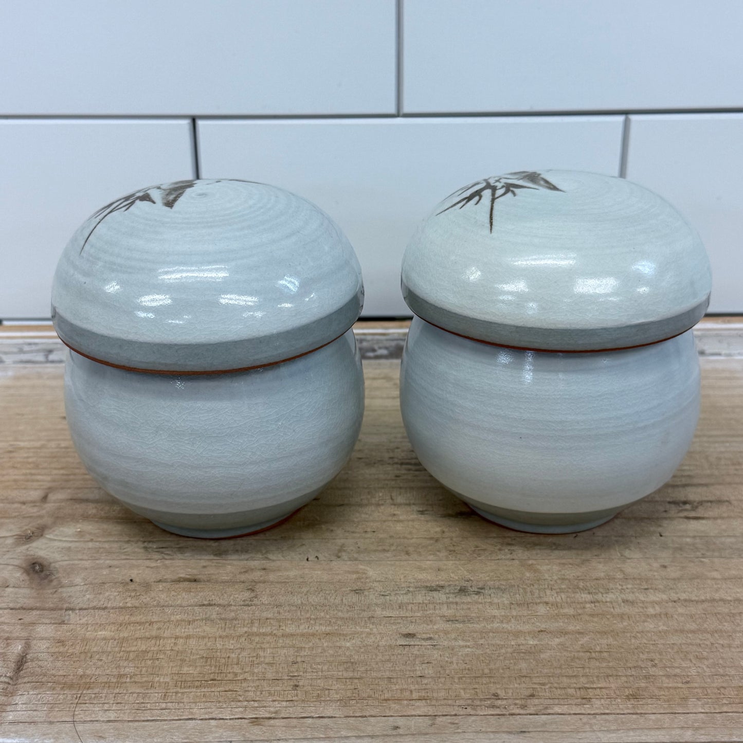 Chinese Celadon Glaze Stoneware Tea Cup & Infuser Set of 2