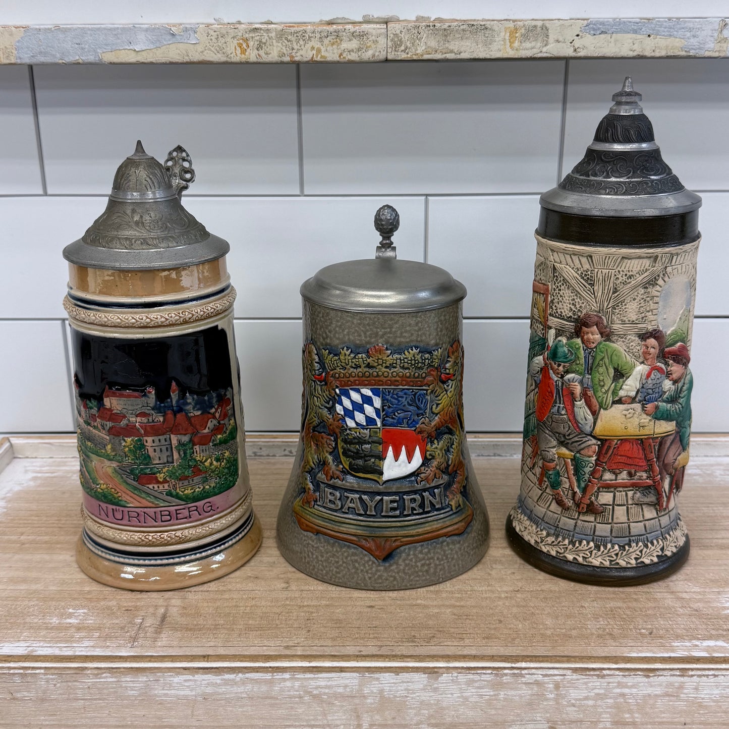German Beer Steins Lot Wekara King Armin Bay Set 3