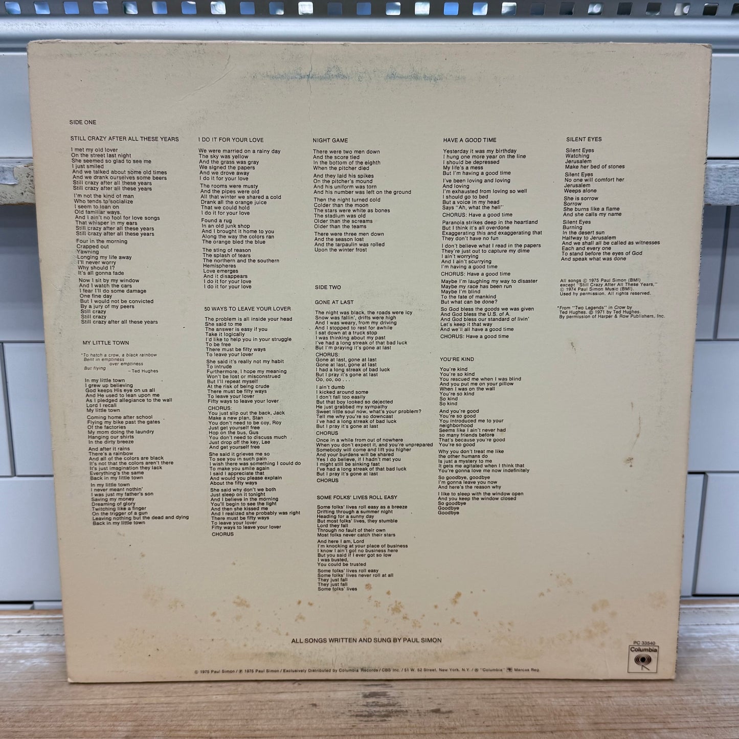 Paul Simon Still Crazy After All These Years LP 1975 #PC 33540
