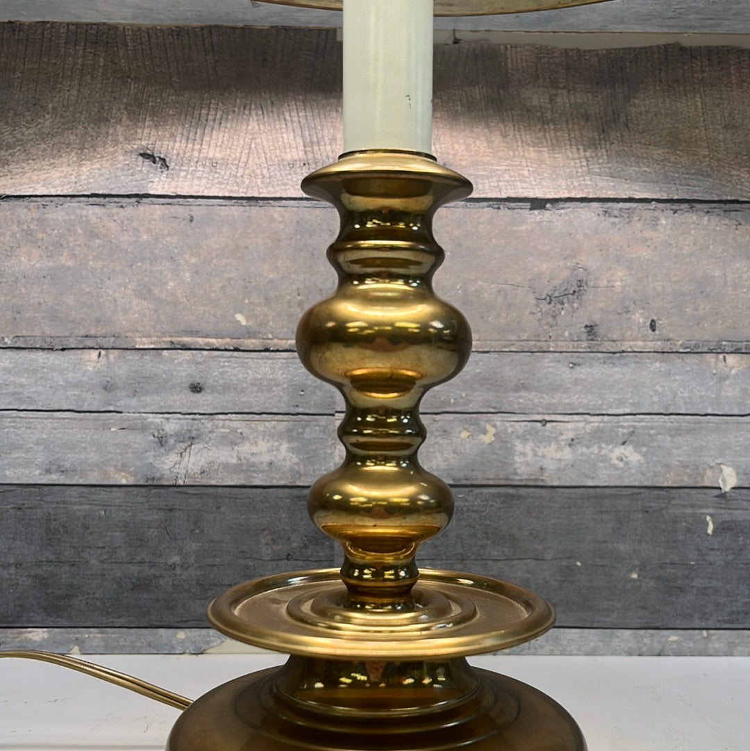 Vintage Brass Candstick Style Toleware Lamp