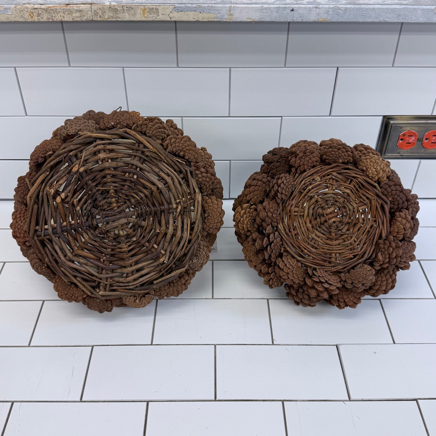 McCann Brothers Rustic Woven Pine Cone Basket